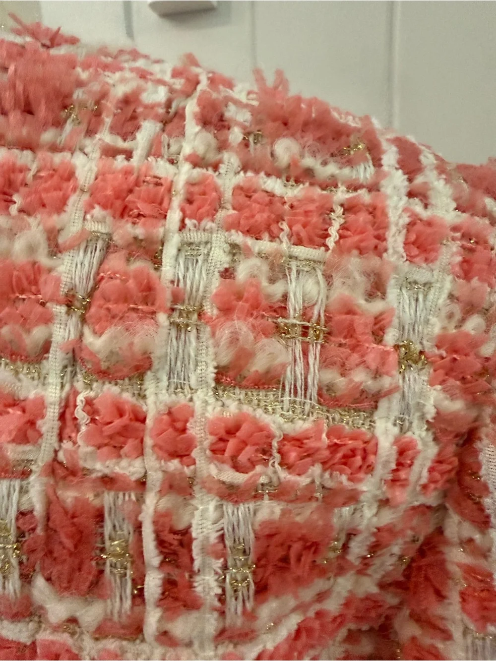 Marie Elie Paris Pink Tweed Jacket Classic Bouclé floral snaps size 40